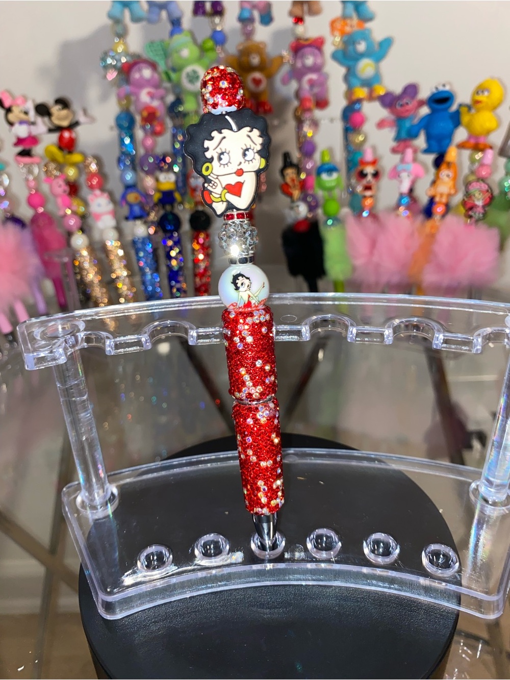Betty Boop Red Glitter Beaded Character Pen